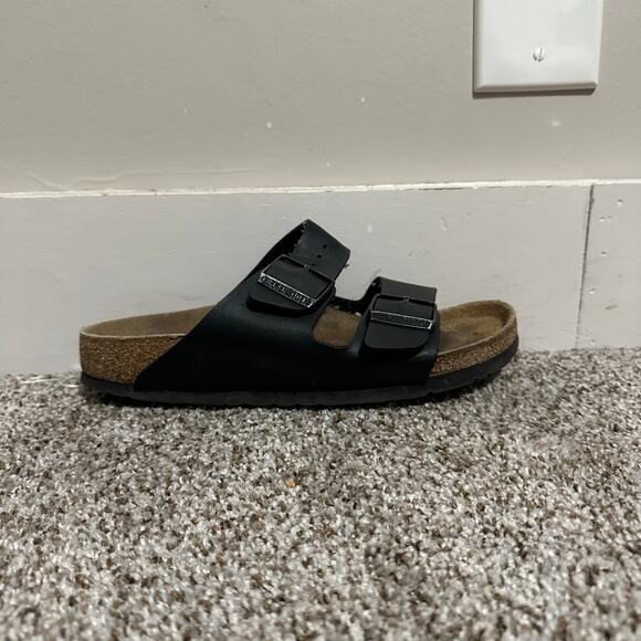 BIRKENSTOCK Unisex Arizona Sandals Size L7/M5 In Natural Leather Oiled Black - Picture 3 of 10